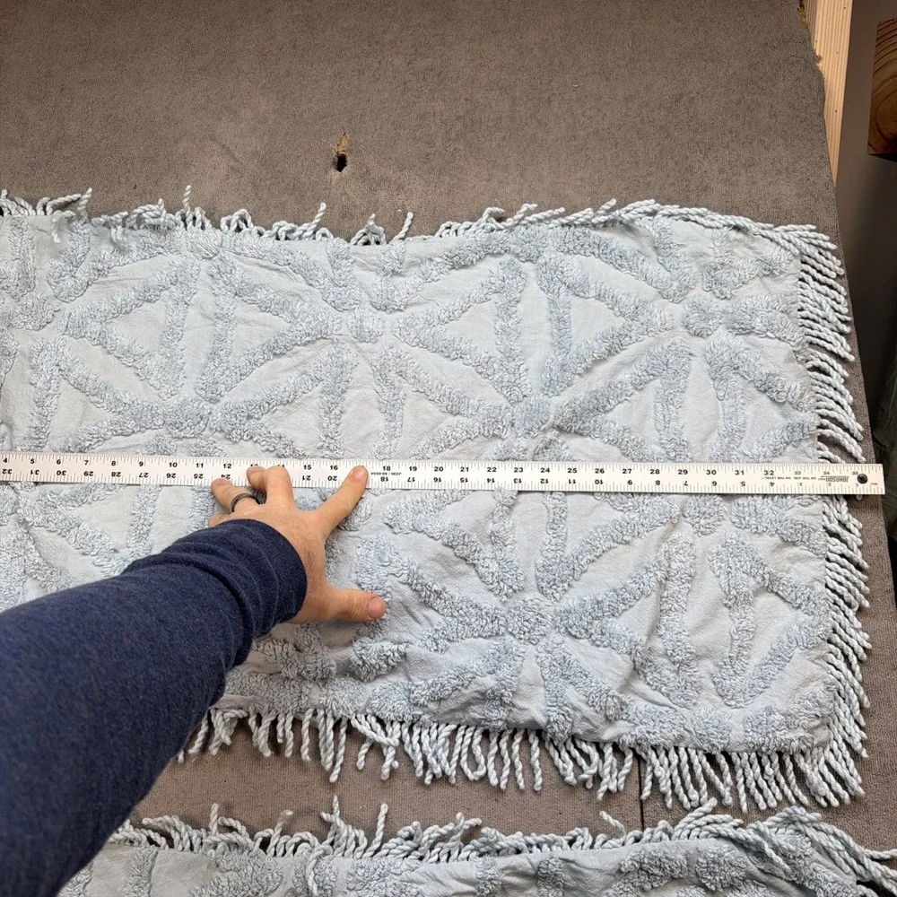 King Chenille‎ Pillow Shams Light Blue Fringe 20x36 Set of 2